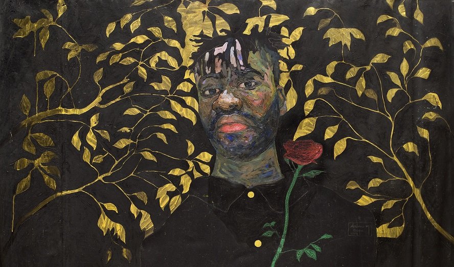 Amoako Boafo: »Gold plant« oil on canvas, 2017