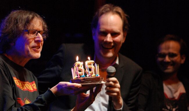 Alfred Pranzl und Frank Jödicke bei der 35-Jahr-Feier von skug Magazin.