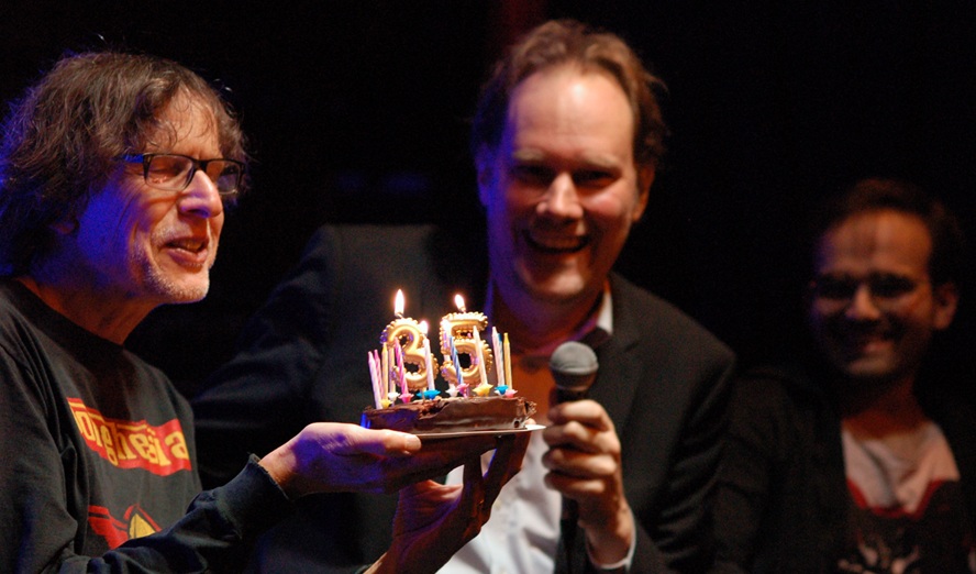 Alfred Pranzl und Frank Jödicke bei der 35-Jahr-Feier von skug Magazin.