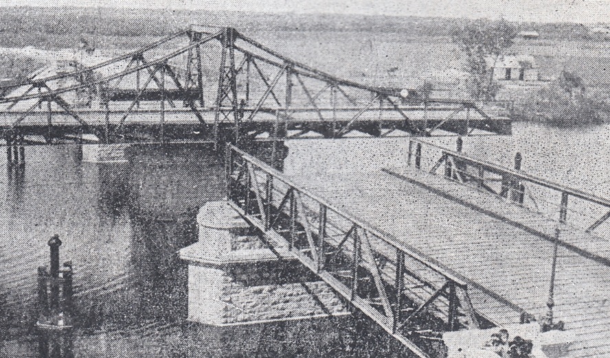 Die Drehbrücke von Carmelo, Uruguay, bei ihrer Einweihung 1912 © Aus: »La Semana« nº 141, 11. Mai 1912, Wikimedia Commons, gemeinfrei